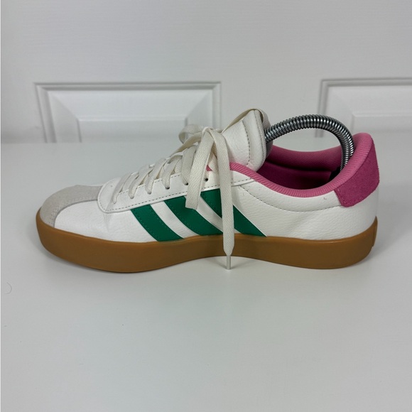 adidas VL Court 3.0 Sneaker White, Green, Pink - Women’s Size 8 EUC - Picture 7 of 9